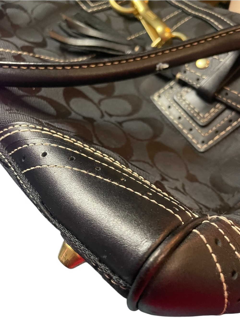 Coach Black Signature C Jacquard Handbag & Matching Wallet Set - Picture 13 of 17
